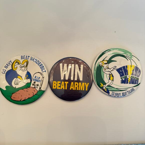 Vtg Lot U S Naval Academy Football Pin Buttons Army Notre Dame Vanderbilt Tulane - Picture 3 of 5